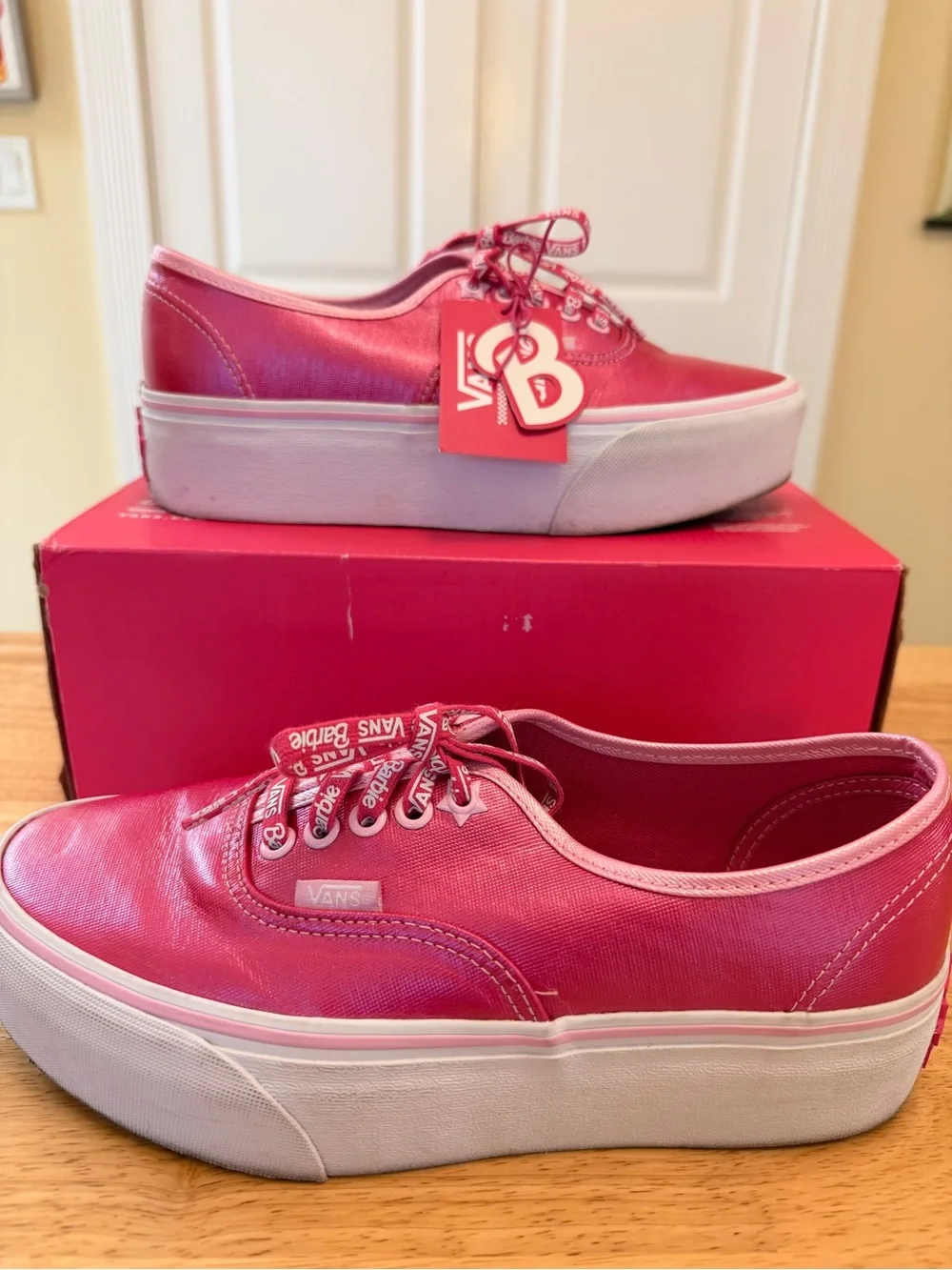 VANS Stackform Pink Metallic Platform Sneakers-Barbie Edition 9